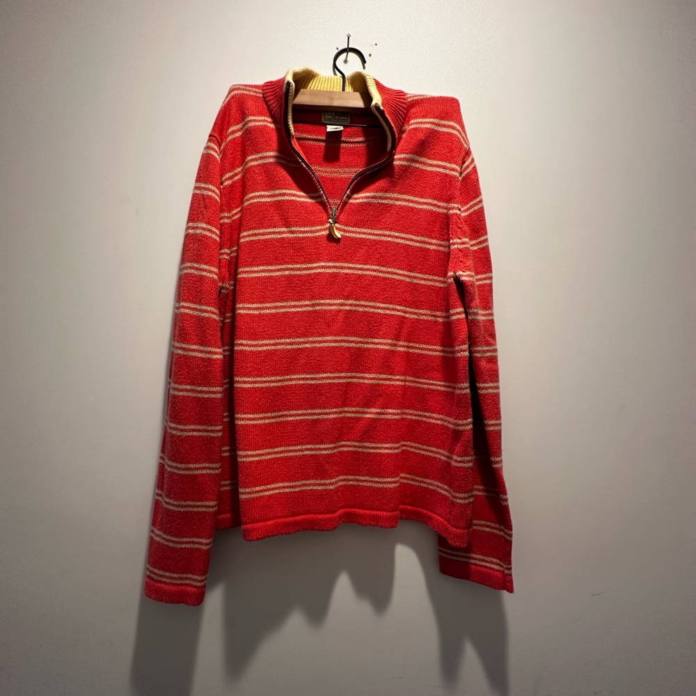 L.L. Bean  Striped Zip Up Sweater